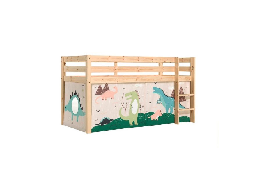 Halvhög säng med gardin Pino, Dino