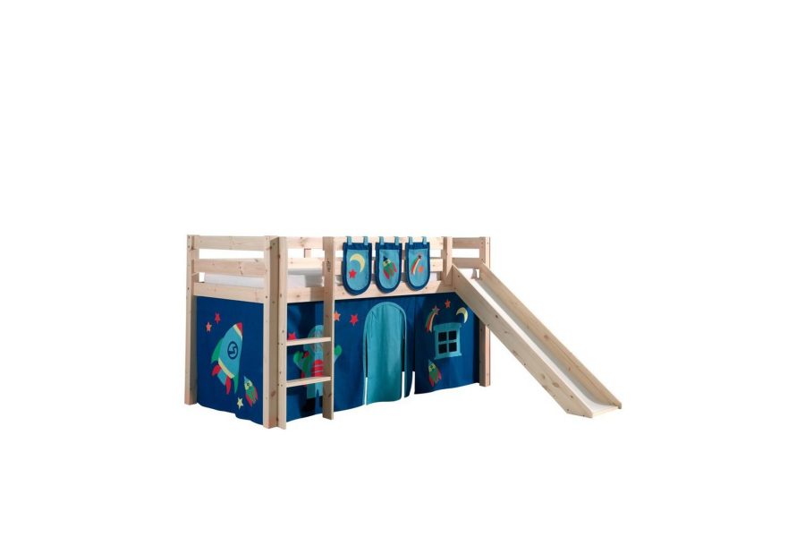 Halvhöjdssäng med gardin Pino Astro