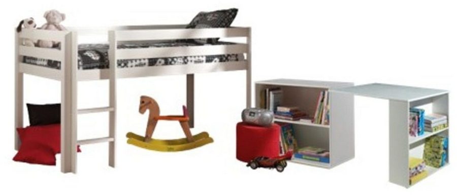 Halvhöjdssäng med skrivbord & byrå Pino